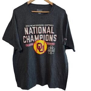 Oklahoma University Softball National Champions 2022 T-Shirt XL Gray Champion OU
